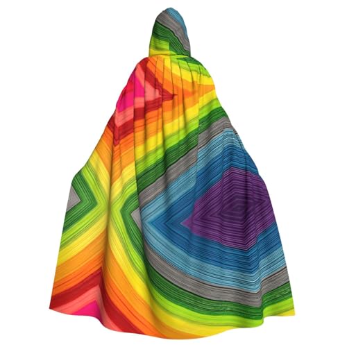 Yugtaee Regenbogenfarbener gestreifter Halloween-Umhang mit Kapuze für Erwachsene, für Rollenspiele, Bühnenkostüme, Partys, pflegeleicht Yugtaee Regenbogenfarbener gestreifter Halloween-Umhang mit Kapuze für Erwachsene, für Rollenspiele, Bühnenkostüme, Partys, pflegeleicht von Yugtaee
