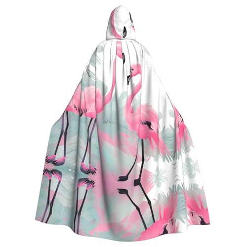 Yugtaee Rosafarbener Flamingo-bedruckter Halloween-Umhang mit Kapuze für Erwachsene, für Rollenspiele, Bühnenkostüme, Partys, pflegeleicht Yugtaee Rosafarbener Flamingo-bedruckter Halloween-Umhang mit Kapuze für Erwachsene, für Rollenspiele, Bühnenkostüme, Partys, pflegeleicht von Yugtaee