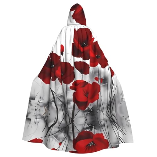 Yugtaee Roter Mohnblumen-Umhang für Erwachsene, mit Kapuze, für Rollenspiele, Bühnenkostüme, Partys, pflegeleicht Yugtaee Roter Mohnblumen-Umhang für Erwachsene, mit Kapuze, für Rollenspiele, Bühnenkostüme, Partys, pflegeleicht von Yugtaee
