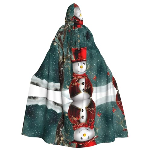 Yugtaee Schneemann bedruckter Halloween-Umhang mit Kapuze für Erwachsene, für Rollenspiele, Bühnenkostüme, Partys, pflegeleicht von Yugtaee