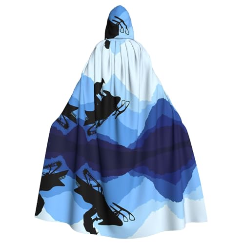 Yugtaee Schneemobil bedruckter Halloween-Umhang mit Kapuze für Erwachsene, für Rollenspiele, Bühnenkostüme, Partys, pflegeleicht von Yugtaee