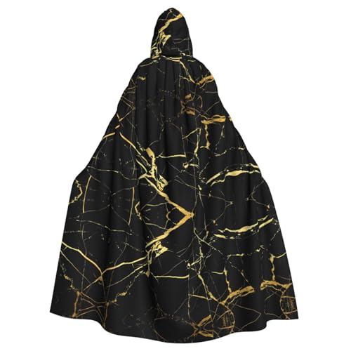 Yugtaee Schwarz-goldener Marmor-bedruckter Halloween-Umhang mit Kapuze für Erwachsene, für Rollenspiele, Bühnenkostüme, Partys, pflegeleicht Yugtaee Schwarz-goldener Marmor-bedruckter Halloween-Umhang mit Kapuze für Erwachsene, für Rollenspiele, Bühnenkostüme, Partys, pflegeleicht von Yugtaee