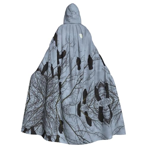 Yugtaee Schwarzer Krähenvögel bedruckter Halloween-Umhang mit Kapuze für Erwachsene, für Rollenspiele, Bühnenkostüme, Partys, pflegeleicht Yugtaee Schwarzer Krähenvögel bedruckter Halloween-Umhang mit Kapuze für Erwachsene, für Rollenspiele, Bühnenkostüme, Partys, pflegeleicht von Yugtaee