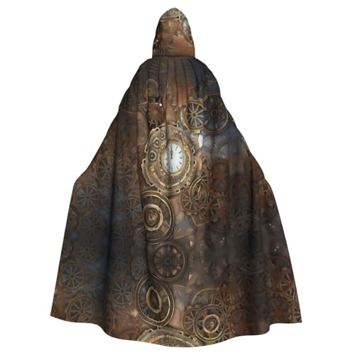 Yugtaee Steampunk-Uhr, bedruckt, Halloween, Erwachsenen-Kapuzenumhang für Rollenspiele, Bühnenkostüme, Partys, pflegeleicht Yugtaee Steampunk-Uhr, bedruckt, Halloween, Erwachsenen-Kapuzenumhang für Rollenspiele, Bühnenkostüme, Partys, pflegeleicht von Yugtaee