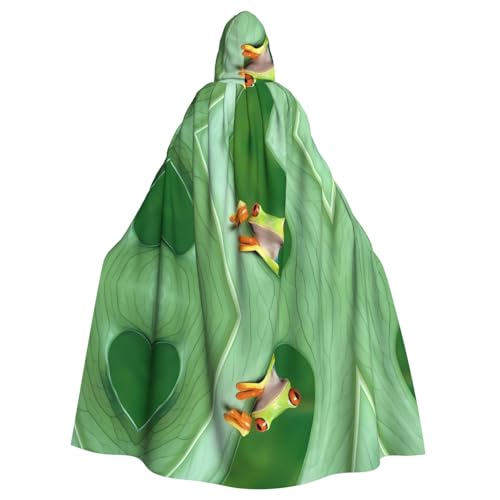 Yugtaee Umhang mit Baumfrosch, bedruckt, Halloween, Erwachsene, mit Kapuze, für Rollenspiele, Bühnenkostüme, Partys, pflegeleicht Yugtaee Umhang mit Baumfrosch, bedruckt, Halloween, Erwachsene, mit Kapuze, für Rollenspiele, Bühnenkostüme, Partys, pflegeleicht von Yugtaee