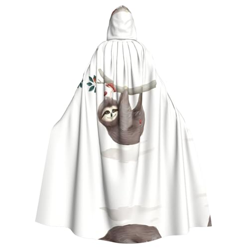 Yugtaee Umhang mit Faultier mit Pilzen, bedruckt, Halloween, Erwachsene, mit Kapuze, für Rollenspiele, Bühnenkostüme, Partys, pflegeleicht Yugtaee Umhang mit Faultier mit Pilzen, bedruckt, Halloween, Erwachsene, mit Kapuze, für Rollenspiele, Bühnenkostüme, Partys, pflegeleicht von Yugtaee