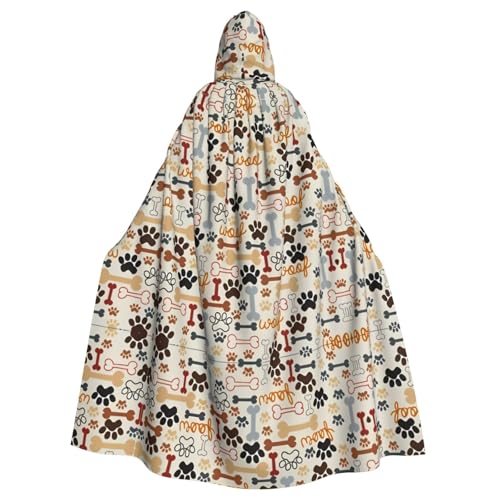 Yugtaee Umhang mit Hundeknochen und Pfotenabdrücken, bedruckt, Halloween, Erwachsene, Kapuzenumhang für Rollenspiele, Bühnenkostüme, Partys, pflegeleicht Yugtaee Umhang mit Hundeknochen und Pfotenabdrücken, bedruckt, Halloween, Erwachsene, Kapuzenumhang für Rollenspiele, Bühnenkostüme, Partys, pflegeleicht von Yugtaee