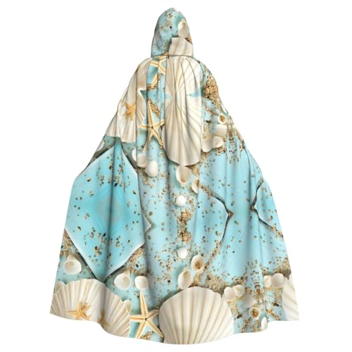 Yugtaee Umhang mit Kapuze, Motiv: Ozean, Meer, Strand, Muscheln, Seestern, blau, bedruckt, Halloween, Erwachsene, für Rollenspiele, Bühnenkostüme, Partys, pflegeleicht Yugtaee Umhang mit Kapuze, Motiv: Ozean, Meer, Strand, Muscheln, Seestern, blau, bedruckt, Halloween, Erwachsene, für Rollenspiele, Bühnenkostüme, Partys, pflegeleicht von Yugtaee
