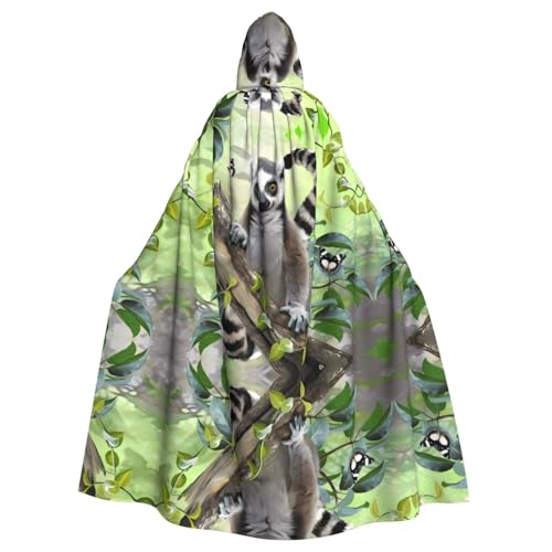Yugtaee Umhang mit Kapuze für Erwachsene, mit Lemur, bedruckt, für Rollenspiele, Bühnenkostüme, Partys, pflegeleicht Yugtaee Umhang mit Kapuze für Erwachsene, mit Lemur, bedruckt, für Rollenspiele, Bühnenkostüme, Partys, pflegeleicht von Yugtaee