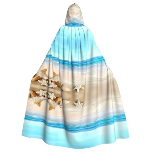Yugtaee Umhang mit Muscheln und Sanddruck, für Erwachsene, mit Kapuze, für Rollenspiele, Bühnenkostüme, Partys, pflegeleicht Yugtaee Umhang mit Muscheln und Sanddruck, für Erwachsene, mit Kapuze, für Rollenspiele, Bühnenkostüme, Partys, pflegeleicht von Yugtaee