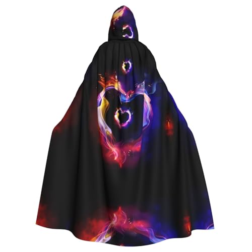 Yugtaee Umhang mit buntem Herz-Druck für Halloween, Erwachsene, mit Kapuze, für Rollenspiele, Bühnenkostüme, Partys, pflegeleicht Yugtaee Umhang mit buntem Herz-Druck für Halloween, Erwachsene, mit Kapuze, für Rollenspiele, Bühnenkostüme, Partys, pflegeleicht von Yugtaee
