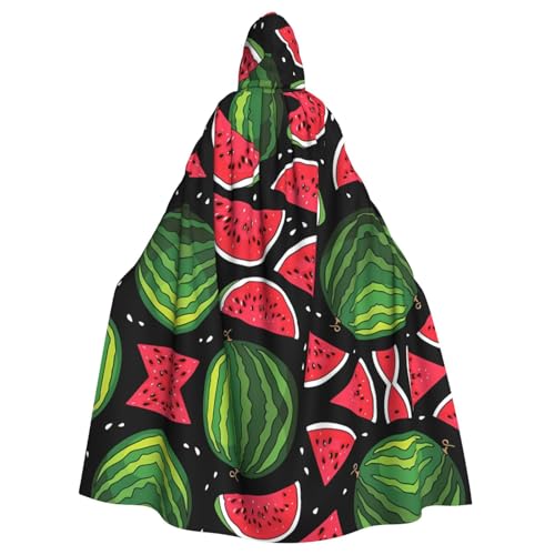 Yugtaee Wassermelonen-bedruckter Halloween-Umhang mit Kapuze für Erwachsene, für Rollenspiele, Bühnenkostüme, Partys, pflegeleicht Yugtaee Wassermelonen-bedruckter Halloween-Umhang mit Kapuze für Erwachsene, für Rollenspiele, Bühnenkostüme, Partys, pflegeleicht von Yugtaee