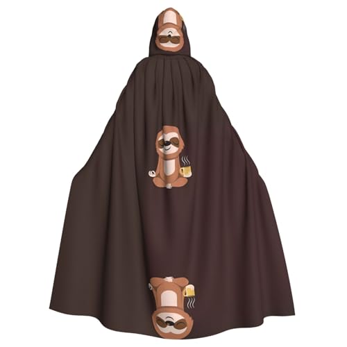 Yugtaee Yoga-Faultier-Umhang mit Kapuze, bedruckt, Halloween, Erwachsene, für Rollenspiele, Bühnenkostüme, Partys, pflegeleicht Yugtaee Yoga-Faultier-Umhang mit Kapuze, bedruckt, Halloween, Erwachsene, für Rollenspiele, Bühnenkostüme, Partys, pflegeleicht von Yugtaee