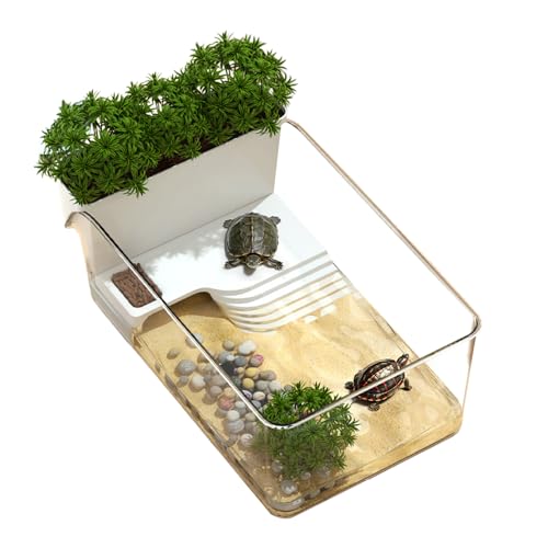 Wasserschildkröten Terrarium, Schildkröten Terrarium, Kleines Aquarium für Reptilien, mit Kletterplatz Blumentopf, PET, 32.7x19.3x12.2cm, für, Büro, Desktop Landschaft Wasserschildkröten Terrarium, Schildkröten Terrarium, Kleines Aquarium für Reptilien, mit Kletterplatz Blumentopf, PET, 32.7x19.3x12.2cm, für, Büro, Desktop Landschaft von Yugugomo