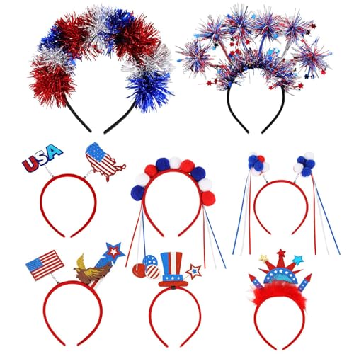 Yugugomo Viertes Stirnband, patriotischer Kopf Boppers - Patriotische Flagge Kopfbedeckung - 8 Paar Memorial Day Independence Day Accessoires, Gefälligkeiten, Paraden am 4. Juli, Grill, Eventkostüm Yugugomo Viertes Stirnband, patriotischer Kopf Boppers - Patriotische Flagge Kopfbedeckung - 8 Paar Memorial Day Independence Day Accessoires, Gefälligkeiten, Paraden am 4. Juli, Grill, Eventkostüm von Yugugomo