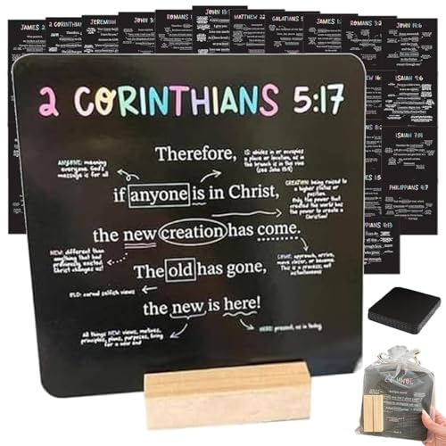 Yuhaidzsw 52 Skripture Cards, A Mapped Bible Verse for Every Week of the Year, Bible Vers-Karten with Wooden Stand, Christian Bible Trivia Memory Card Crafts Set, Christian Bible Gifts (1SET) von Yuhaidzsw