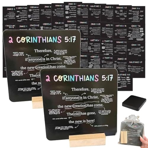 Yuhaidzsw 52 Skripture Cards, A Mapped Bible Verse for Every Week of the Year, Bible Vers-Karten with Wooden Stand, Christian Bible Trivia Memory Card Crafts Set, Christian Bible Gifts (2SETS) von Yuhaidzsw