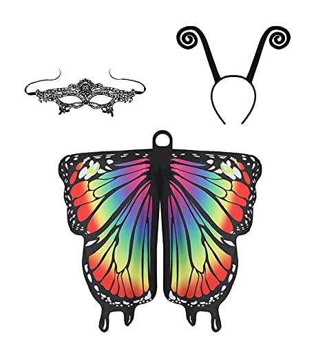YukiniYa Große Größe Halloween Kostüm Schmetterling Flügel Antenne Stirnband Spitze Maske für Frauen YukiniYa Große Größe Halloween Kostüm Schmetterling Flügel Antenne Stirnband Spitze Maske für Frauen von YukiniYa