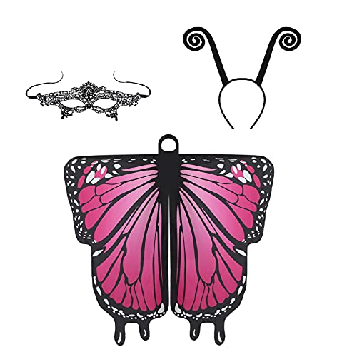 YukiniYa Halloween-Kostüm für Damen, Schmetterlingsflügel, mit Antenne, Stirnband, Spitzenmaske, Übergröße YukiniYa Halloween-Kostüm für Damen, Schmetterlingsflügel, mit Antenne, Stirnband, Spitzenmaske, Übergröße von YukiniYa