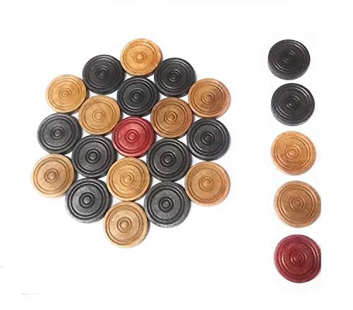 Yuktha Eternals Sports Carrombrett-Münzen aus Holz, 24 Stück + 1 ohne Stiker von Yuktha