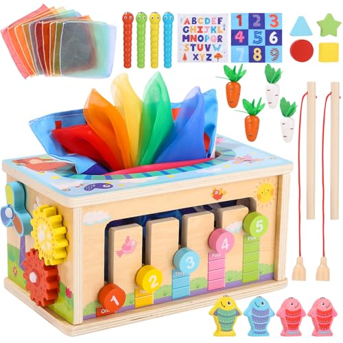 Yulado Montessori Spielzeug ab 1 2 3 Jahr,6-in-1 Tücherbox mit Knistertuch, Motorikwürfel Holzspielzeug,Kinder Holzspielzeug Motorikspielzeug ab 1 Jahr Yulado Montessori Spielzeug ab 1 2 3 Jahr,6-in-1 Tücherbox mit Knistertuch, Motorikwürfel Holzspielzeug,Kinder Holzspielzeug Motorikspielzeug ab 1 Jahr von Yulado