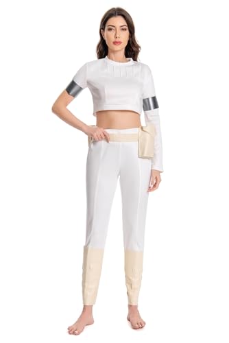 Yulefly Amidala Kostüm Damen Padme Cosplay Kostüm Kampf Costume Halloween Karneval Cosplay Outfit M von Yulefly