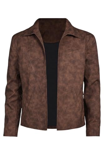 Yulefly Ethan Hunt Kostüm Herren Brown Lederjacke MIB Costume Tom Cruise Halloween Karneval L von Yulefly
