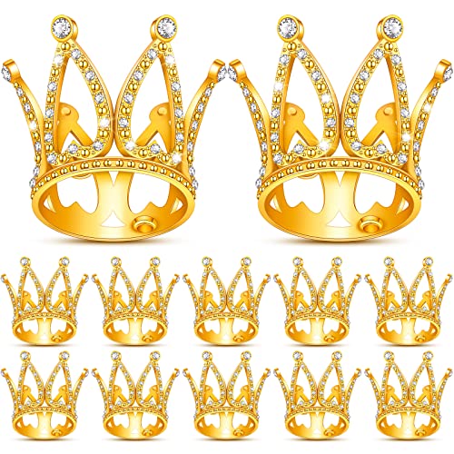 12 Stück Kronen-Kuchenaufsatz Mini-Baby-Krone, kleine Prinzessinnen-Kopfschmuck, Kuchendekoration für Frauen, Damen, Mädchen, Brautschmuck, Hochzeit, königliches Thema, Babyparty, Dekorationen für Geburtstagsparty (Gold) von Yulejo