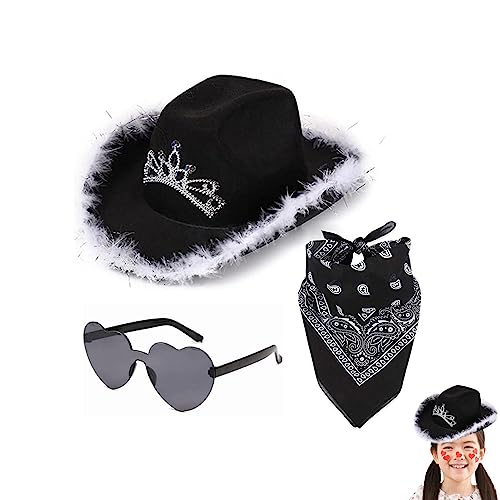 Yulokdwi Cowboy Hut Damen Rosa, Frauen Cowboyhut Set, Filz-Cowgirl-Hut Mit Feder-Bandana, Wester Style Pink Cowboy Hut, Partyzubehör-Set, Attraktiv Für Männer, Frauen, Männer, Mädchen, Jungen Yulokdwi Cowboy Hut Damen Rosa, Frauen Cowboyhut Set, Filz-Cowgirl-Hut Mit Feder-Bandana, Wester Style Pink Cowboy Hut, Partyzubehör-Set, Attraktiv Für Männer, Frauen, Männer, Mädchen, Jungen von Yulokdwi