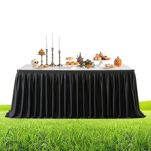 Yulokdwi Party Tischdekor | Schwarzer Volantrock Für Rechtecktische,180cm 270cm 420cm Wiederverwendbare Deko Für Weihnachten Geburtstag Taufe Abschlussfeier Baby Shower Halloween Karneval Bankett Yulokdwi Party Tischdekor | Schwarzer Volantrock Für Rechtecktische,180cm 270cm 420cm Wiederverwendbare Deko Für Weihnachten Geburtstag Taufe Abschlussfeier Baby Shower Halloween Karneval Bankett von Yulokdwi