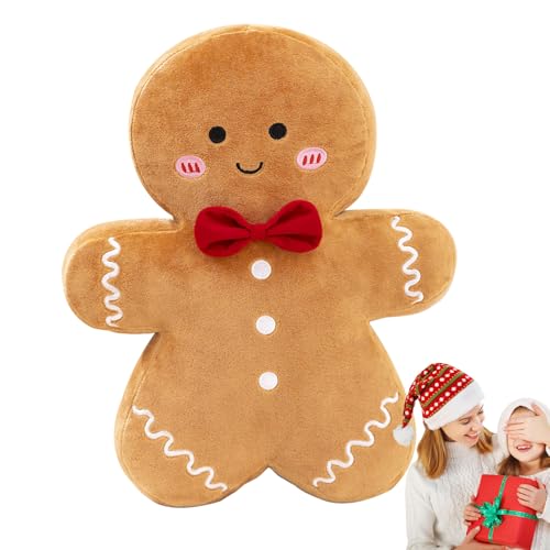 Yulokdwi Weihnachtsplüschtiere - Lebkuchenkissen,Weiches Plüsch-Weihnachtskissen, dekoratives und kuscheliges Spielzeug für Büro, Wohnzimmer, Zuhause und Auto von Yulokdwi
