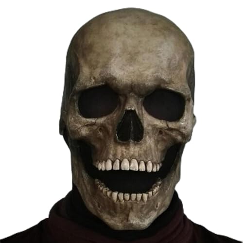 YumSur Gruselige Halloween Totenkopf Maske, voller Kopf, gruselige, realistische Maske mit beweglichem Kiefer für Erwachsene und Kinder, Cosplay Partymaske YumSur Gruselige Halloween Totenkopf Maske, voller Kopf, gruselige, realistische Maske mit beweglichem Kiefer für Erwachsene und Kinder, Cosplay Partymaske von YumSur