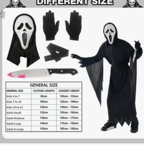YumSur Scream Maske & Ghostface Kostüm + Handschuhe für – Ghostface-Halloween-Outfit mit Gruselfilm-inspirierter Maske – Verkleidungsset für Frau & Mann YumSur Scream Maske & Ghostface Kostüm + Handschuhe für – Ghostface-Halloween-Outfit mit Gruselfilm-inspirierter Maske – Verkleidungsset für Frau & Mann von YumSur