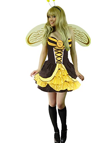 Yummy Bee - Bienenkönigin Hummelbienen + Flügel Karneval Fasching Kostüm Damen Größe 34-48 (38/40) von Yummy Bee