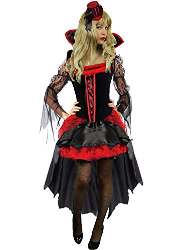 Yummy Bee - Böse Vampir Königin Karneval HalloweenFasching Kostüm Damen + Hut Handschuhe Plus Größe 34-46 (42-44) von Yummy Bee