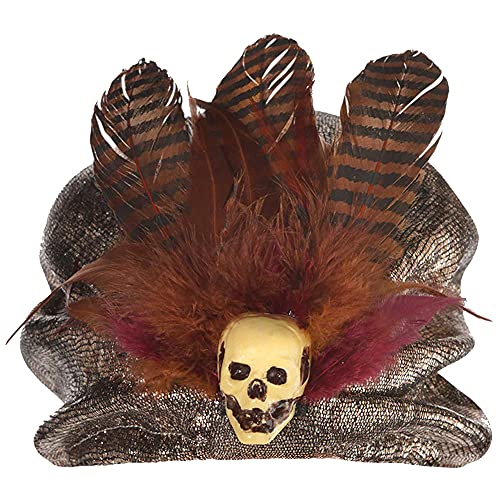 Yummy Bee - Hexendoktor Hut - Voodoo-Kopfschmuck - Uni Tag der Toten Hut mit Totenkopf und Federn - Hexendoktor Zubehör Yummy Bee - Hexendoktor Hut - Voodoo-Kopfschmuck - Uni Tag der Toten Hut mit Totenkopf und Federn - Hexendoktor Zubehör von Yummy Bee