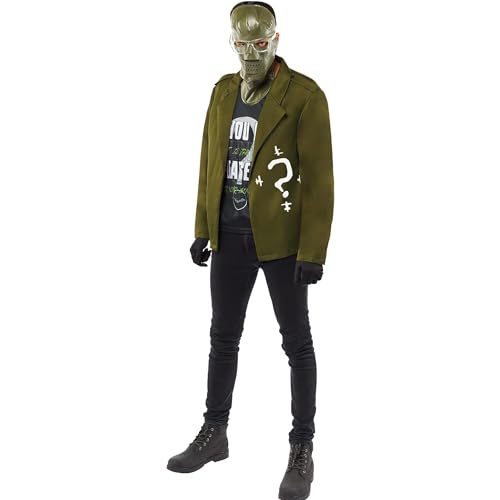 Yummy Bee - Riddler Kostüm Erwachsene - Halloween Kostüme für Herren - Batman Kostüm Erwachsene Männer - Bösewicht Lizenziert Fasching Superheld Horror Kostüm (L - 42/44) von Yummy Bee