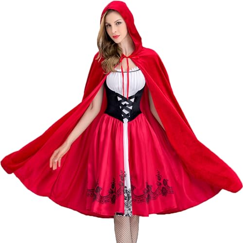 Yummy Bee Rotkäppchen-Kostüm für Damen, Halloween-Kostüm, Erwachsenenkostüm, Übergrößen-Kostüm (36-38) von Yummy Bee