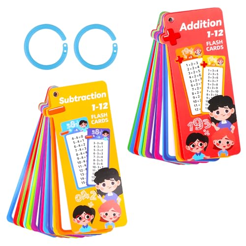 15 x zusätzliche Lernkarten und 15 x Subtraktionskarten, Mathematik-Fakten-Lernkarten mit 4 trocken abwischbaren Stiften, 2 Ringen, Mathematik-Mnemonic-Karteikarten, einfach zu tragen (Addition + 15 x zusätzliche Lernkarten und 15 x Subtraktionskarten, Mathematik-Fakten-Lernkarten mit 4 trocken abwischbaren Stiften, 2 Ringen, Mathematik-Mnemonic-Karteikarten, einfach zu tragen (Addition + von YunJoyous