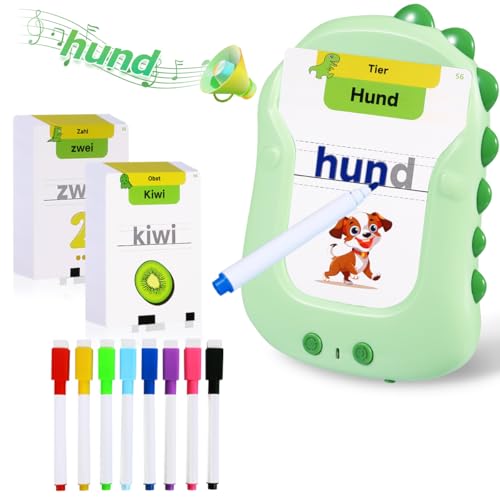 Sprechende Lernkarten Deutsch Lernen für Kinder 168 Blätter 336 Wörter, Kinderspielzeug ab 1-6 Jahre Alt, Montessori Autismus Spielzeug mit Whiteboard Stifte Abwischbar 7, Geschenke für Mädchen Junge Sprechende Lernkarten Deutsch Lernen für Kinder 168 Blätter 336 Wörter, Kinderspielzeug ab 1-6 Jahre Alt, Montessori Autismus Spielzeug mit Whiteboard Stifte Abwischbar 7, Geschenke für Mädchen Junge von YunLone