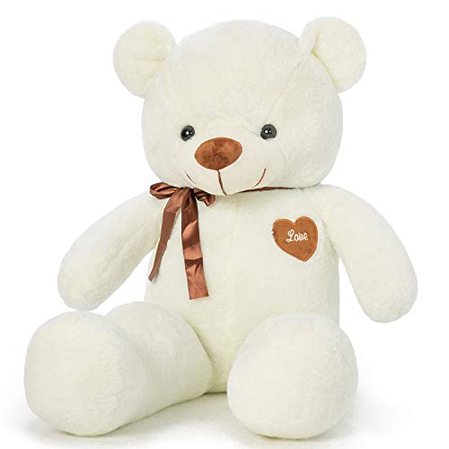 YunNasi Teddybär Groß Riesen Teddy Bär Plüschbär Kuschelbär 80cm/31.5 Inches Stofftier mit Bänder für Kinder und Freundin von YunNasi
