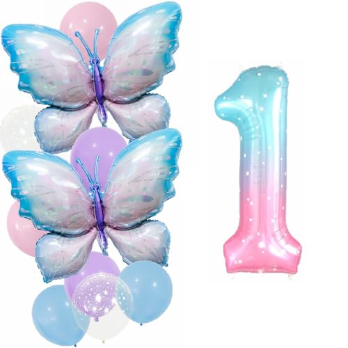 Yunchu Online 1. Geburtstag Dekoration Mädchen - Gradient Schmetterling Ballons Deko Set - Große Folienballon für Party Supplies Yunchu Online 1. Geburtstag Dekoration Mädchen - Gradient Schmetterling Ballons Deko Set - Große Folienballon für Party Supplies von Yunchu Online