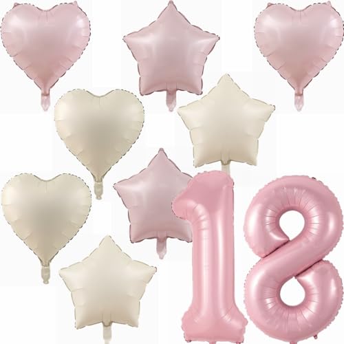 Yunchu Online 18. Geburtstagsdeko Mädche Rosa Luftballons Deko Luftballons 18 Rosa 40" Folienballon Zahl 18 Luftballon Geburtstag Zahl 18 Rosa Mädchen Rosa Deko für Mädchen 18. Geburtstag Party Deko von Yunchu Online