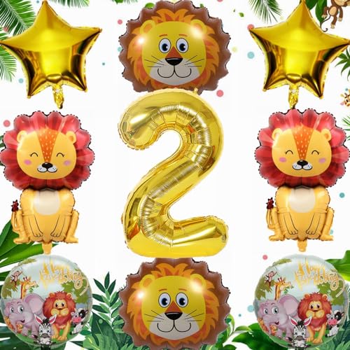 Yunchu Online 2.Geburtstag Dschungel Dekoration Löwe Luftballon Set 2 Geburtstag Junge Mädchen Dschungel Tiere Folienballons Luftballons 2. Geburtstag 2 Jahr Dschungel Geburtstag Dekoration von Yunchu Online