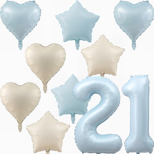 Yunchu Online 21. Geburtstagsdeko Jungen Mädche Blau Luftballons Deko Luftballons 21 Blau 40" Folienballon Zahl 21 Luftballon Geburtstag Zahl 21 Blau Jungen Deko für Mädchen 21. Geburtstag Party Deko von Yunchu Online