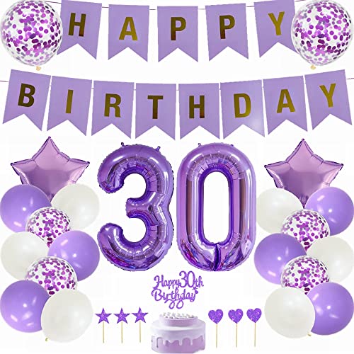 Yunchu Online 30. Geburtstag Dekoration Mann Frau Lila - Tortendeko, White Party Deko, Ballon - Geschenk für 30 Jahre Yunchu Online 30. Geburtstag Dekoration Mann Frau Lila - Tortendeko, White Party Deko, Ballon - Geschenk für 30 Jahre von Yunchu Online