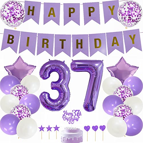 Yunchu Online 37. Geburtstag Dekoration Mann Frau Lila - Tortendeko, White Party Deko, Ballon - Geschenk für 37 Jahre Yunchu Online 37. Geburtstag Dekoration Mann Frau Lila - Tortendeko, White Party Deko, Ballon - Geschenk für 37 Jahre von Yunchu Online
