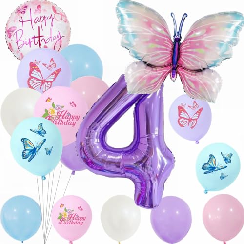 Yunchu Online 4. Geburtstagsdeko Mädchen Lila Schmetterling Set - Kindergeburtstag Party Deko für Mädchen Schmetterlinge Thema Yunchu Online 4. Geburtstagsdeko Mädchen Lila Schmetterling Set - Kindergeburtstag Party Deko für Mädchen Schmetterlinge Thema von Yunchu Online