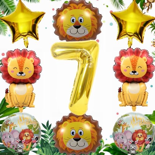 Yunchu Online 7.Geburtstag Dschungel Dekoration Löwe Luftballon Set 7 Geburtstag Junge Mädchen Dschungel Tiere Folienballons Luftballons 7. Geburtstag 7 Jahr Dschungel Geburtstag Dekoration von Yunchu Online
