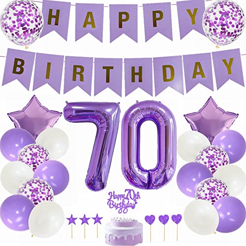 Yunchu Online 70. Geburtstag Dekoration Mann Frau Lila - Tortendeko, White Party Deko, Ballon - Geschenk für 70 Jahre von Yunchu Online